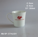 Cốc sứ miệng loe in logo tặng khách hàng (Trắng)