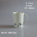 Ly sứ cao cấp vẽ cỏ 3 lá (Trắng)