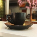 Tách cà phê espresso men đen lòng gốm
