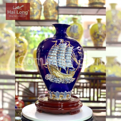 Bảo Bình Vẽ Vàng gốm sứ Hải Long Bát Tràng