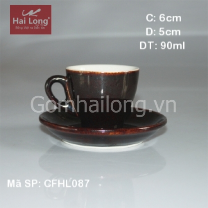 Tách cafe sứ Espresso TBN 80ml tinh tế (Nâu đậm)