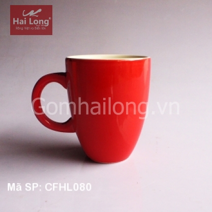 Cốc latte dáng Ý quai C men đỏ
