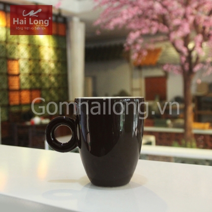cốc cà phê quai tròn men nâu