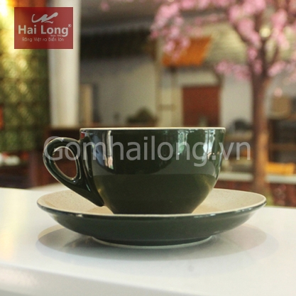 Tách cà phê capuchino men xanh bộ đội