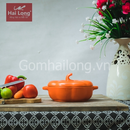 Nồi đất NodaCook Bí ngô chống dính 650ml (Cam)