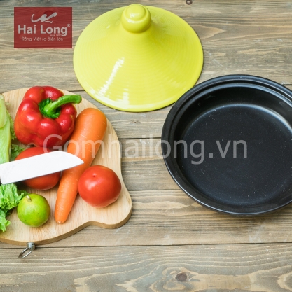 Nồi đất Tagine 500ml (Đen nắp vàng)