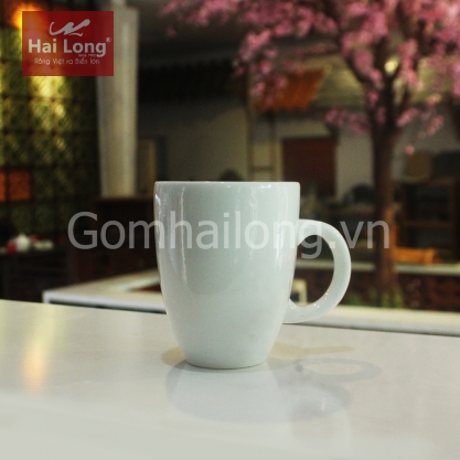 Tách cà phê Latte ý quai C men trắng