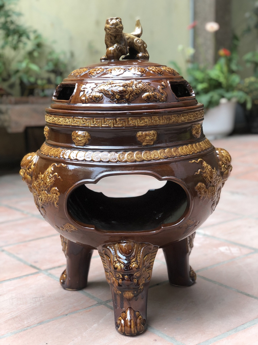 lư hóa vàng sứ tráng men