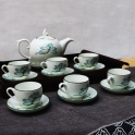 Bộ ấm chén chóp lửa chỉ xanh vẽ sen xanh
