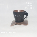 Cốc sứ pha cà phê quai xoắn lòng gốm (Đen)