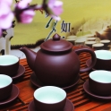 Bộ ấm trà quả hồng nâu tử sa