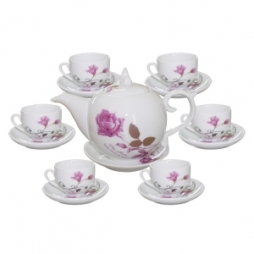Bộ ấm chén dáng bưởi hoa hồng kim 700ml (Trắng) Bộ ấm chén dáng bưởi hoa hồng kim 700ml (Trắng)