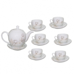 Ấm chén sứ Minh Long hoa vàng kim kẻ chỉ 700ml (Trắng) Ấm chén sứ Minh Long hoa vàng kim kẻ chỉ 700ml (Trắng)