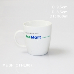 Cốc sứ cao cấp dáng bầu (Trắng)