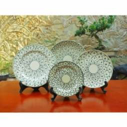 04 cỡ Đĩa tròn vẽ bèo (Xanh đồng)
