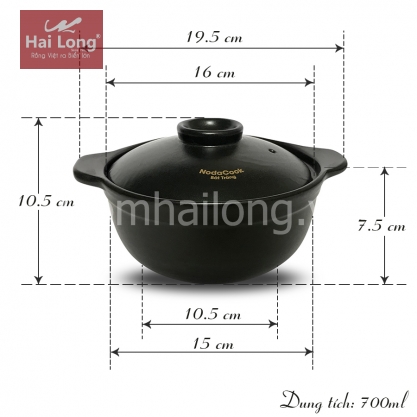 Nồi đất chống dinh cao cấp NodaCook 700 ml (Đen)