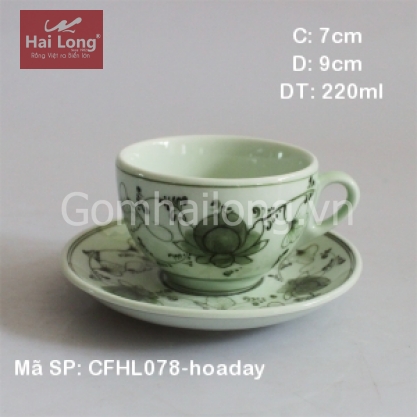 Tách sứ pha cafe Cappuccino Ý vẽ hoa dây