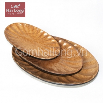 Bộ 03 kích cỡ đĩa bầu dục xoài gân (Da lươn)