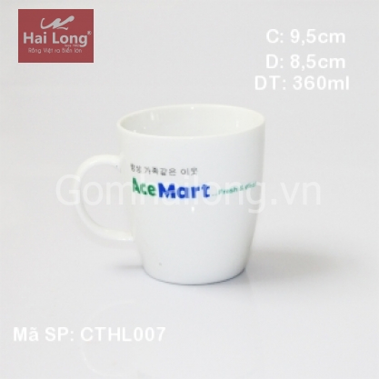 Cốc sứ cao cấp dáng bầu (Trắng)