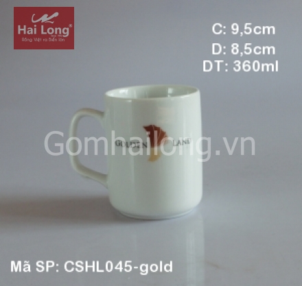 Cốc sứ thẳng quai vuông không nắp