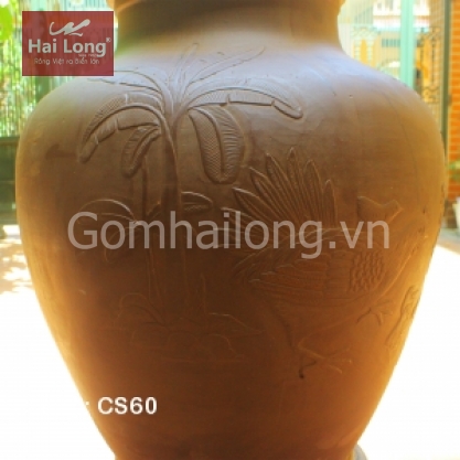 Chum sành ngâm rượu 60 lít Khắc hoa văn Kim Ngọc mãn Đường
