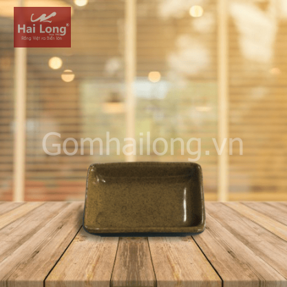 Đựng gia vị chữ nhật đen lòng gốm 