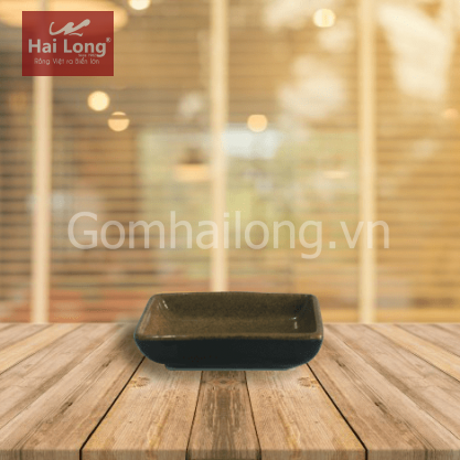 Đựng gia vị chữ nhật đen lòng gốm 