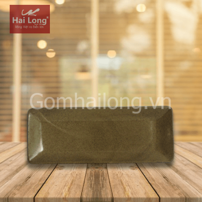 Khay 27x12 men đen lòng gốm
