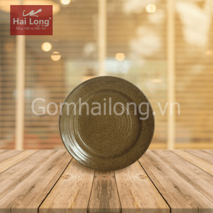 Đĩa tròn phi 16 đen lòng gốm