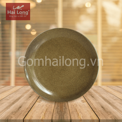 Đĩa tròn phi 22 đen lòng gốm 