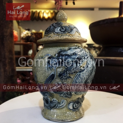chóe cúng bằng sứ men rạn bóng hoàng lưu ly
