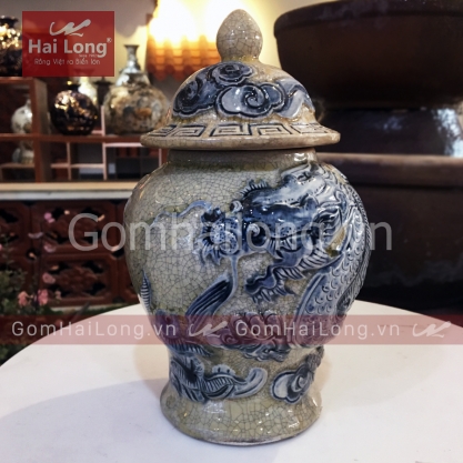 Chóe thờ cúng bằng sứ men rạn bóng hoàng lưu ly