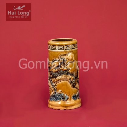 Ống hương S3 đồ thờ cúng men Hoàng Lưu Ly