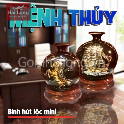 Bình hút lộc mini đắp nổi vẽ vàng cho người mệnh Thủy
